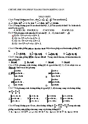 Toán 12 - Chủ đề Phương pháp tọa độ trong không gian